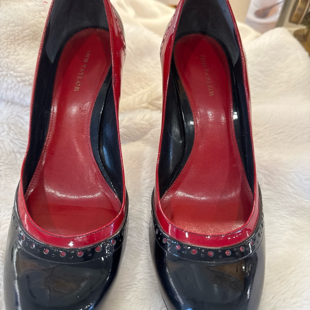 Ann Taylor Black and Red Heels with Edgy Detail